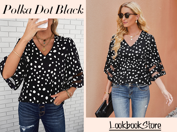 polka dot blouses for women summer