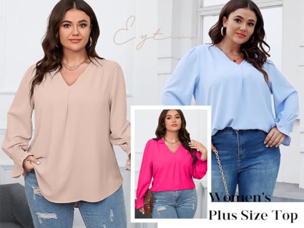 Eytino plus size long sleeve tops for women