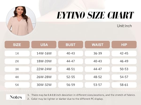 Eytino womens plus size tops casual chiffon blouses