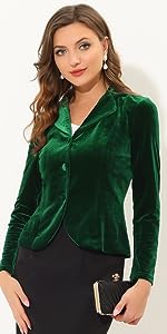 B0B23L7ZQ1 Notched Lapel Velvet Blazer