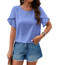 petal short sleeve crewneck swiss dot shirt summer tops for women 2024 tops for women casual dressy