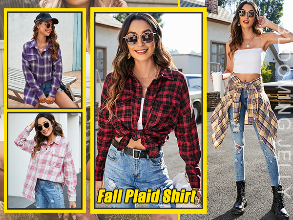 womens flannel plaid shirt more colors