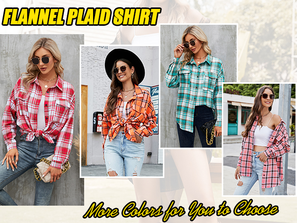 womens flannel plaid shirt more colors