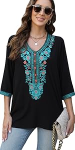 Mexican womens embroidered tops