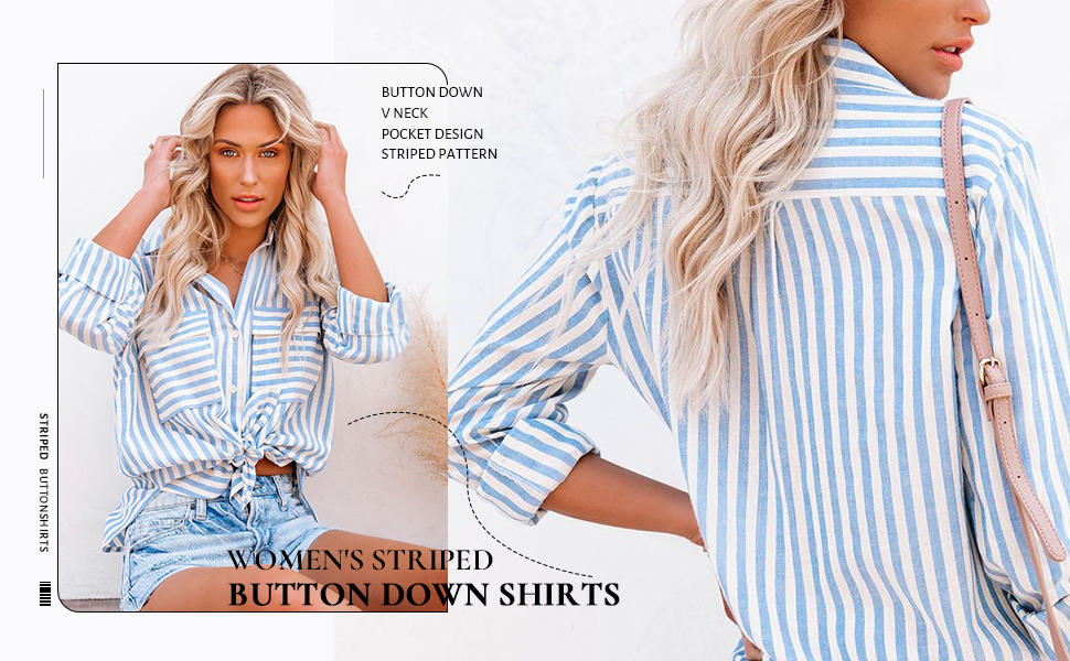 womens striped button shirt