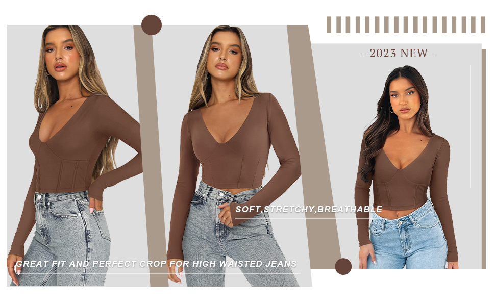 long sleeve crop top,basics womens clothing,long sleeve shirt women