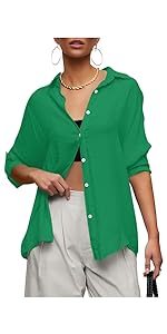 womens green blouse