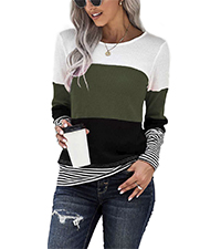 NEYOUQE Womens Color Block Loose Long T Shirts Casual Comfy Tops Tee Shirt